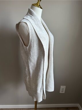 Cotton neutral Cream Open-Front Knit Vest cardigan layer capsule wardrobe staple